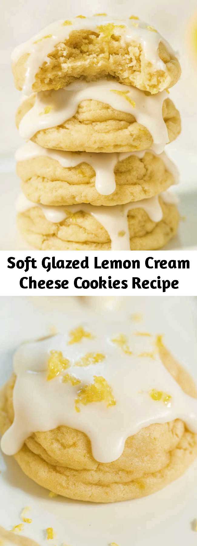 Soft Glazed Lemon Cream Cheese Cookies Recipe - Big, bold lemon flavor packed into super soft lemon cream cheese cookies!! Tangy-sweet perfection! Lemon lovers are going to adore these easy cookies!!