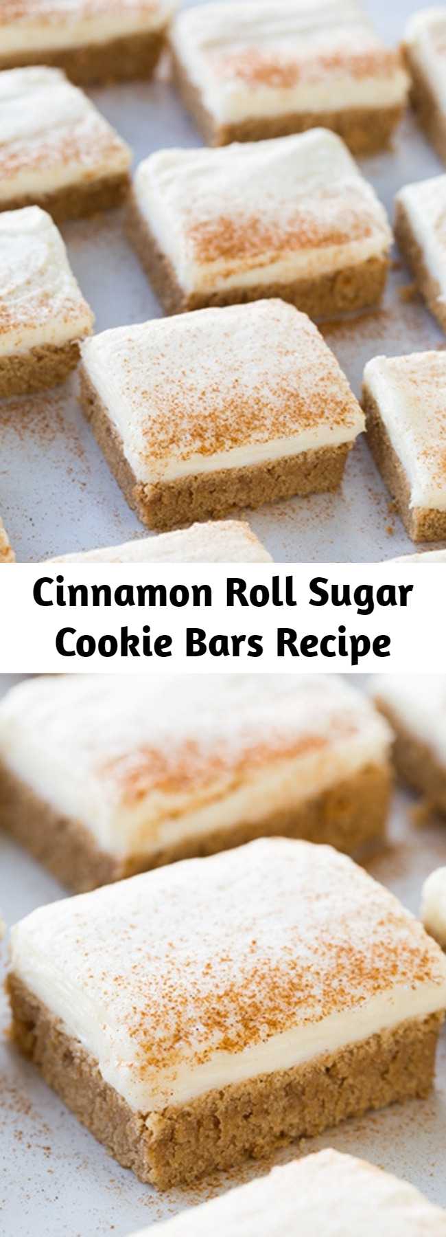 Cinnamon Roll Sugar Cookie Bars Recipe - Two tempting treats collide, sugar cookies and cinnamon rolls, something totally irresistible!