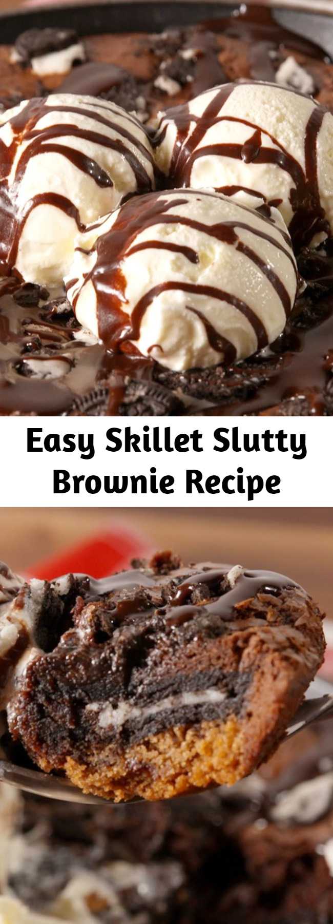 Easy Skillet Slutty Brownie Recipe - Give your dessert game a major upgrade with this easy recipe for a skillet slutty brownie. This is the ultimate girls' night dessert.