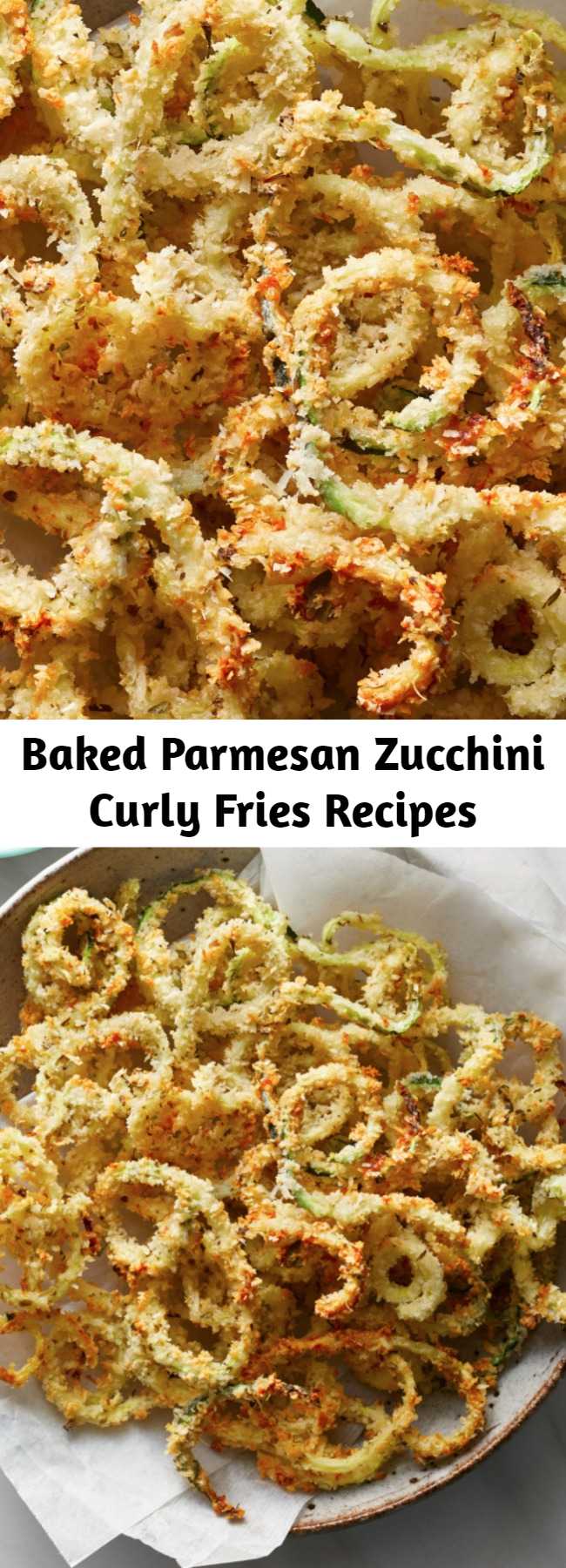 Baked Parmesan Zucchini Curly Fries Recipes - This healthy recipe combines two bar food favorites--fried zucchini and curly fries--into one tempting package. No matter what you serve them with, they're a fun way to eat more vegetables for kids and adults alike. #comfortfood #comfortfoodrecipes #healthycomfortfood #healthycomfortfoodrecipes #recipe #healthy
