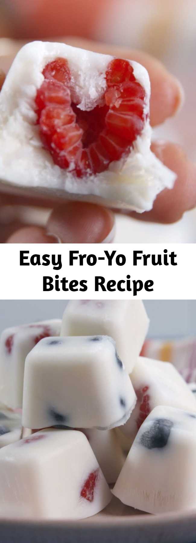 Easy Fro-Yo Fruit Bites Recipe - These fro-yo fruit bites combine yogurt, fresh fruit, and honey to create the perfect frosty snack.