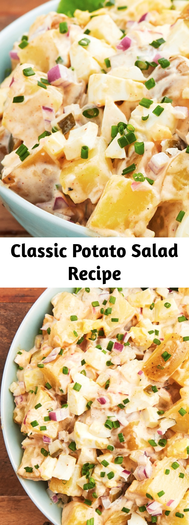 Classic Potato Salad Recipe - A classic potato salad is a must have at every barbecue and this is the best of the best. It's creamy, tangy, with a little bit of crunch, and the pickles make this potato salad stand out from all the rest. It's also our go-to year round.
