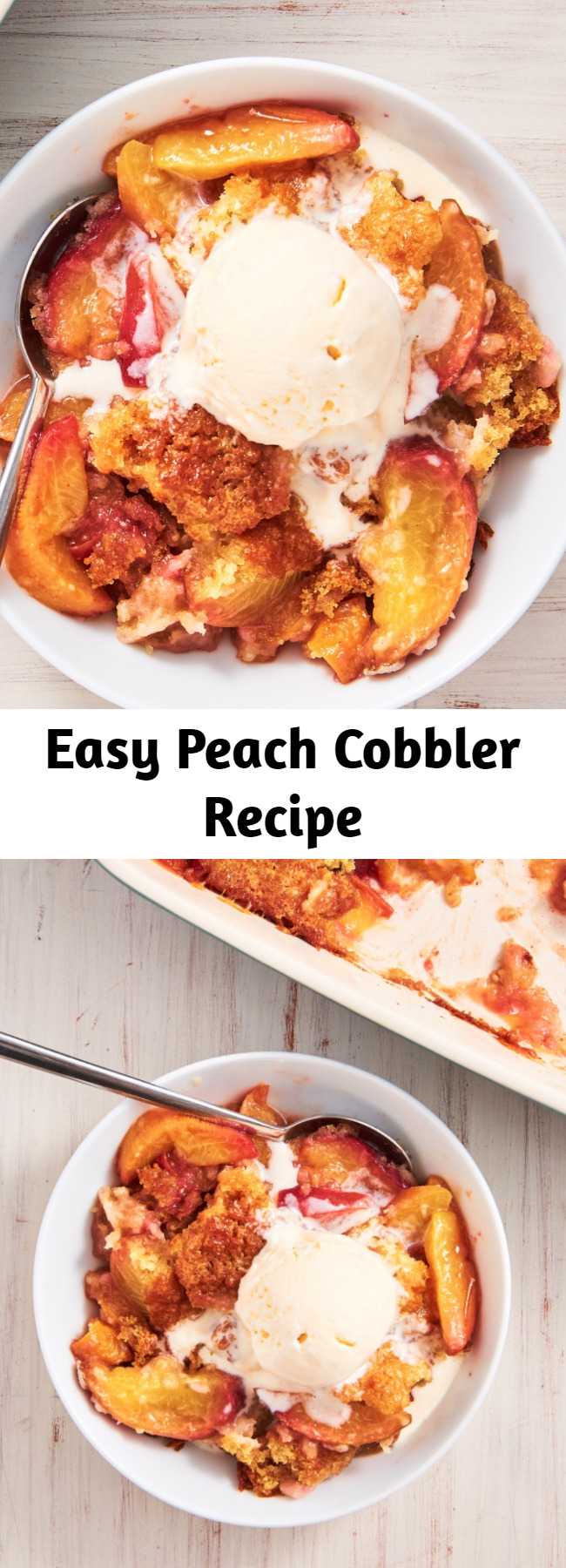 Easy Peach Cobbler Recipe - Peach Cobbler has an irresistible crackly-on-the-outside, pillowy-on-the-inside topping that will win everyone over this summer. And it's so easy to throw together for a last minute fourth celebration.