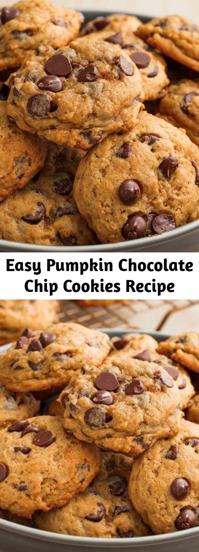 Easy Pumpkin Chocolate Chip Cookies Recipe - This is one of our most popular fall desserts, and it's not hard to see why. Adding pumpkin puree and pumpkin spice to the cookie dough results in a heavenly pillow-like cookie with major autumn vibes.