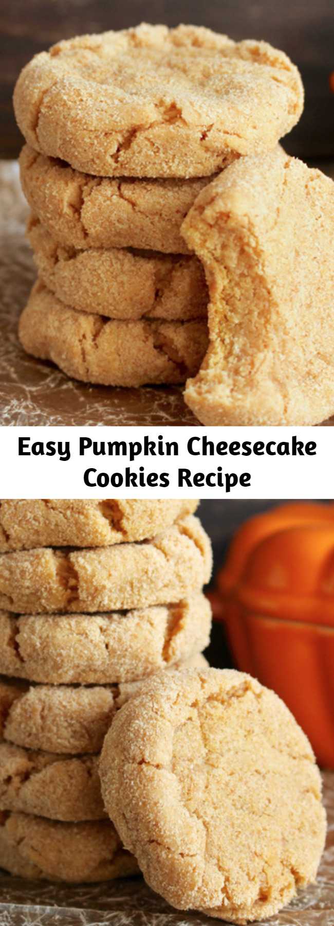 Easy Pumpkin Cheesecake Cookies Recipe - These Pumpkin Cheesecake Cookies are quick to make and will please any pumpkin lover. A soft creamy center with a graham cracker coating- these are the perfect treat!