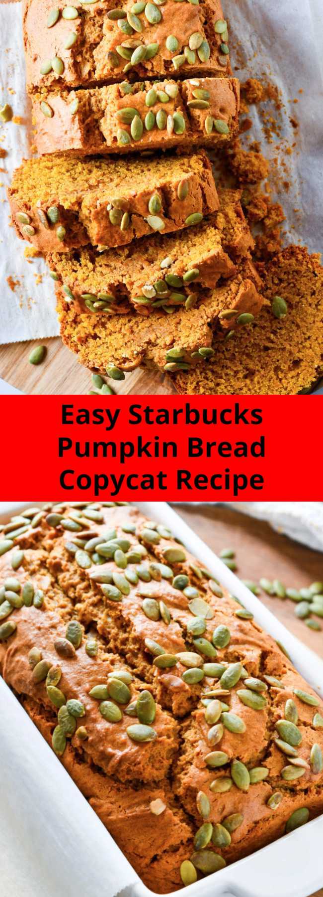 Easy Starbucks Pumpkin Bread Copycat Recipe - Thick moist slices of pumpkin bread that perfectly mimic everyone's favorite loaf at Starbucks. You'll love this homemade copycat recipe even more than the real thing!