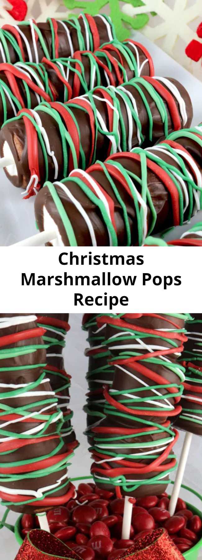 Christmas Marshmallow Pops Recipe - Marshmallows on a stick covered with chocolate and decorated with Red Green and White candy melts, these Christmas Marshmallow Pops are tasty and adorable. #HolidayTreat #HolidayTreats #HomemadeCandy