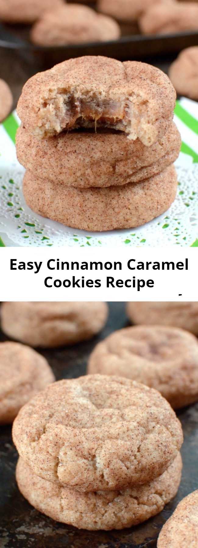 Easy Cinnamon Caramel Cookies Recipe - These hidden candy center in these Cinnamon Caramel Cookies will make everyone smile when they find it. Fill your cookie jar with a batch today!