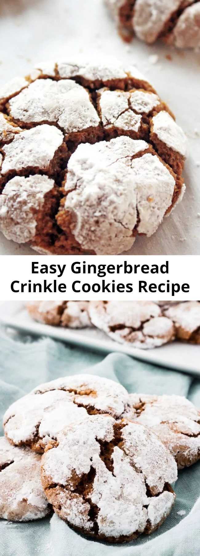 Easy Gingerbread Crinkle Cookies Recipe - Gingerbread crinkle cookies are a must-try during the holidays. They are chewy, full of ginger flavor and coated in sugar with exposed cookie cracks.