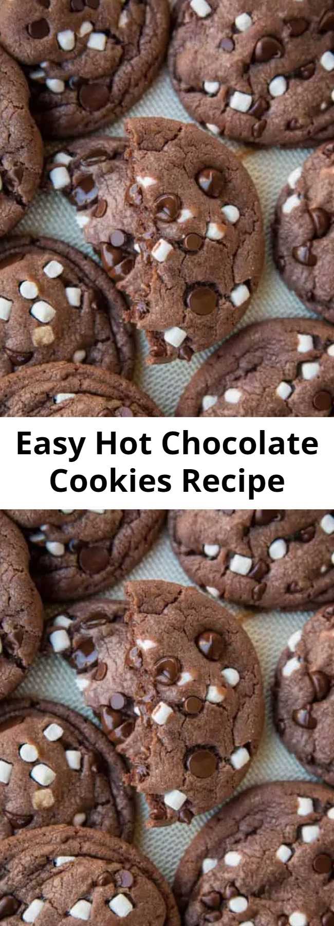 Easy Hot Chocolate Cookies Recipe - These easy Hot Chocolate Cookies are always a hit! Made with real hot cocoa, this is always a popular winter or Christmas cookie and is perfect for cookie exchanges.