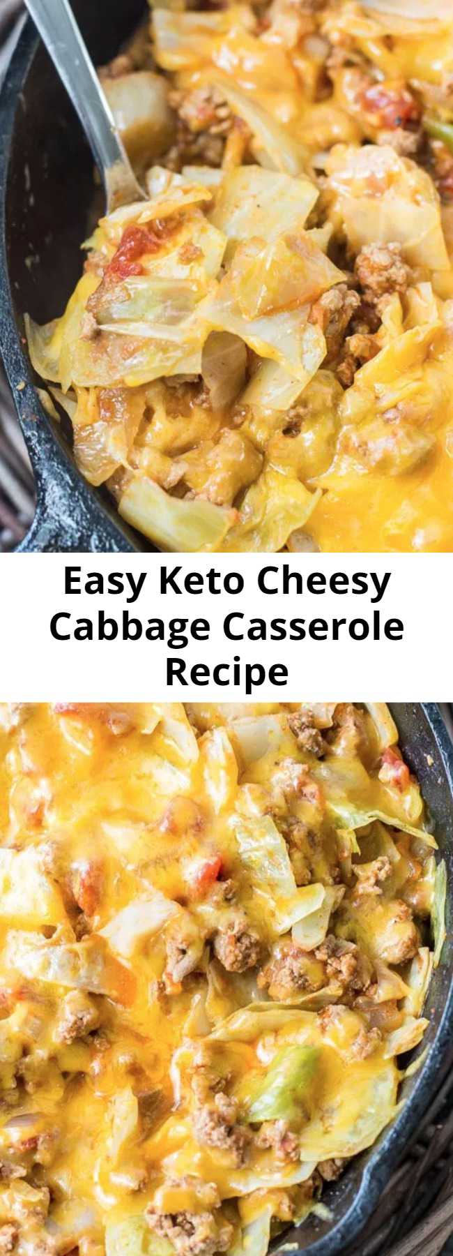 Easy Keto Cheesy Cabbage Casserole Recipe - This Keto One Pan Cabbage Casserole is a low carb, easy dinner ready in 30 minutes! The perfect easy keto dinner! Under 9 net carbs per serving! #keto #lowcarb #onepan