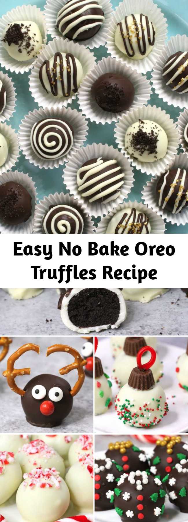 Easy No Bake Oreo Truffles Recipe - These Oreo Truffles are mouthwatering bite-size treat everyone will love! These homemade oreo balls are coated in chocolate and decorated with sprinkles and drizzle for a stunning presentation. Perfect for a party and also as fun DIY gifts.