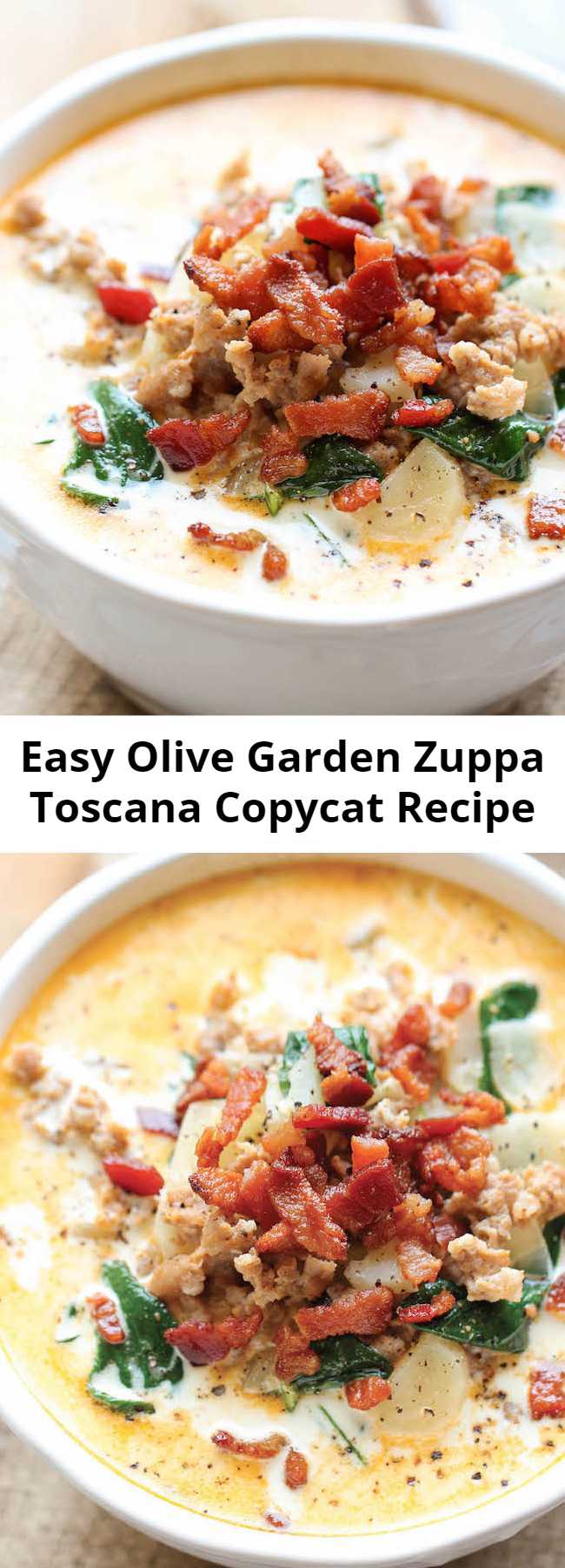 Easy Olive Garden Zuppa Toscana Copycat Recipe - This copycat recipe is budget-friendly, incredibly easy to make, and tastes a million times better than the original!