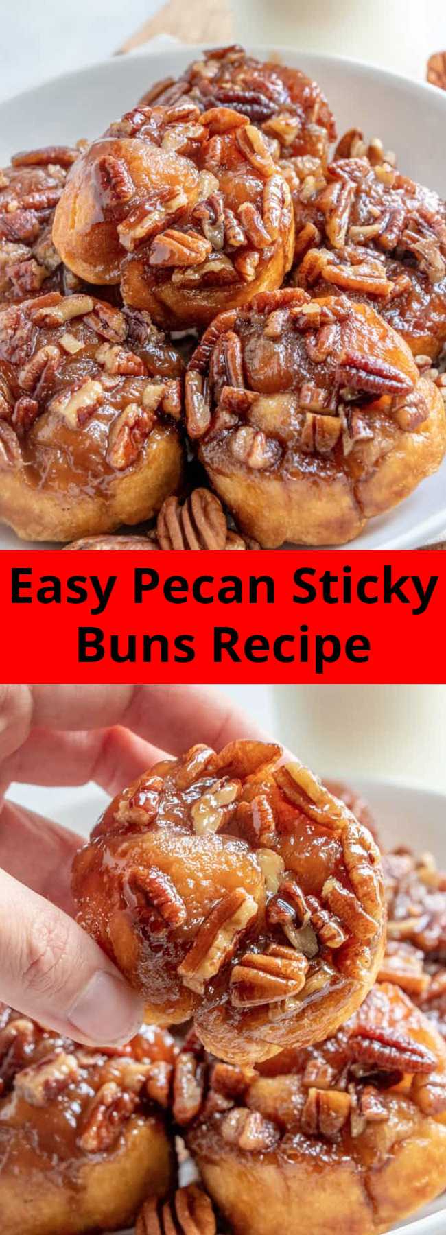 Easy Pecan Sticky Buns Recipe - With only 5 ingredients and 20 minutes these Easy Pecan Sticky Buns are the perfect breakfast or dessert recipe that is gooey, sweet and crunchy all in one. #breakfast #dessert #pecans #breads #recipe #easyrecipe #tasty #yummy