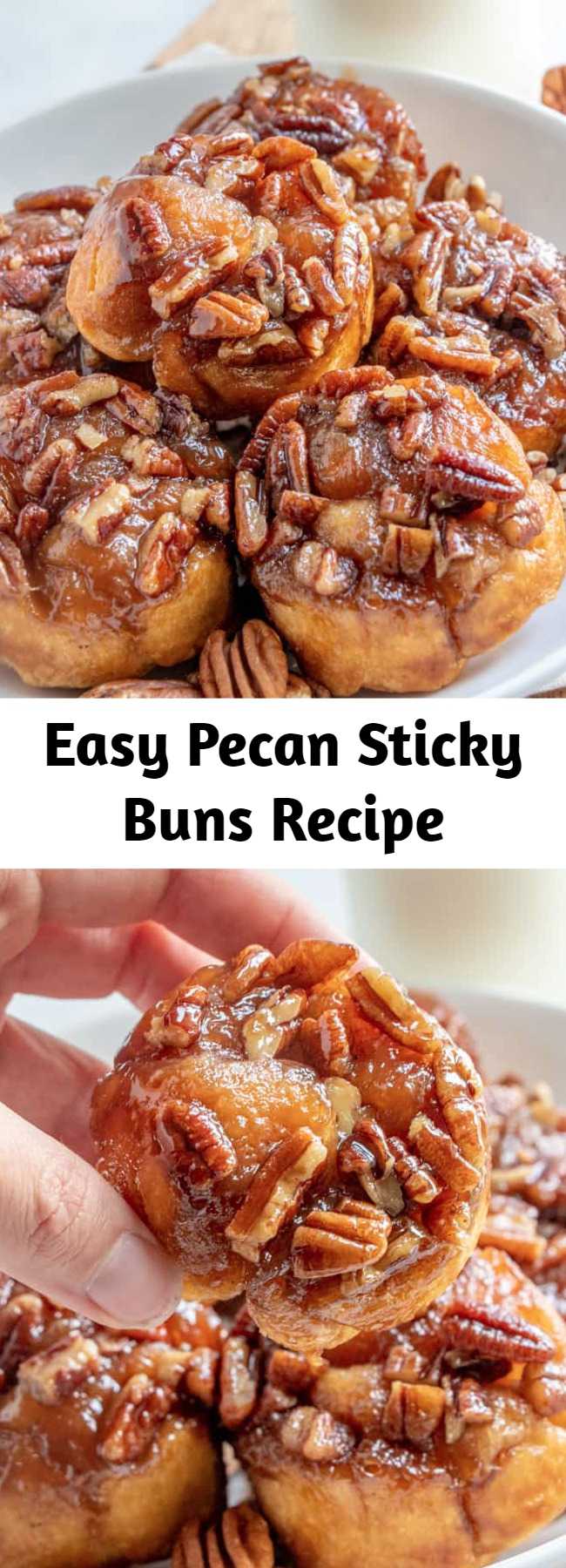 Easy Pecan Sticky Buns Recipe - With only 5 ingredients and 20 minutes these Easy Pecan Sticky Buns are the perfect breakfast or dessert recipe that is gooey, sweet and crunchy all in one. #breakfast #dessert #pecans #breads #recipe #easyrecipe #tasty #yummy