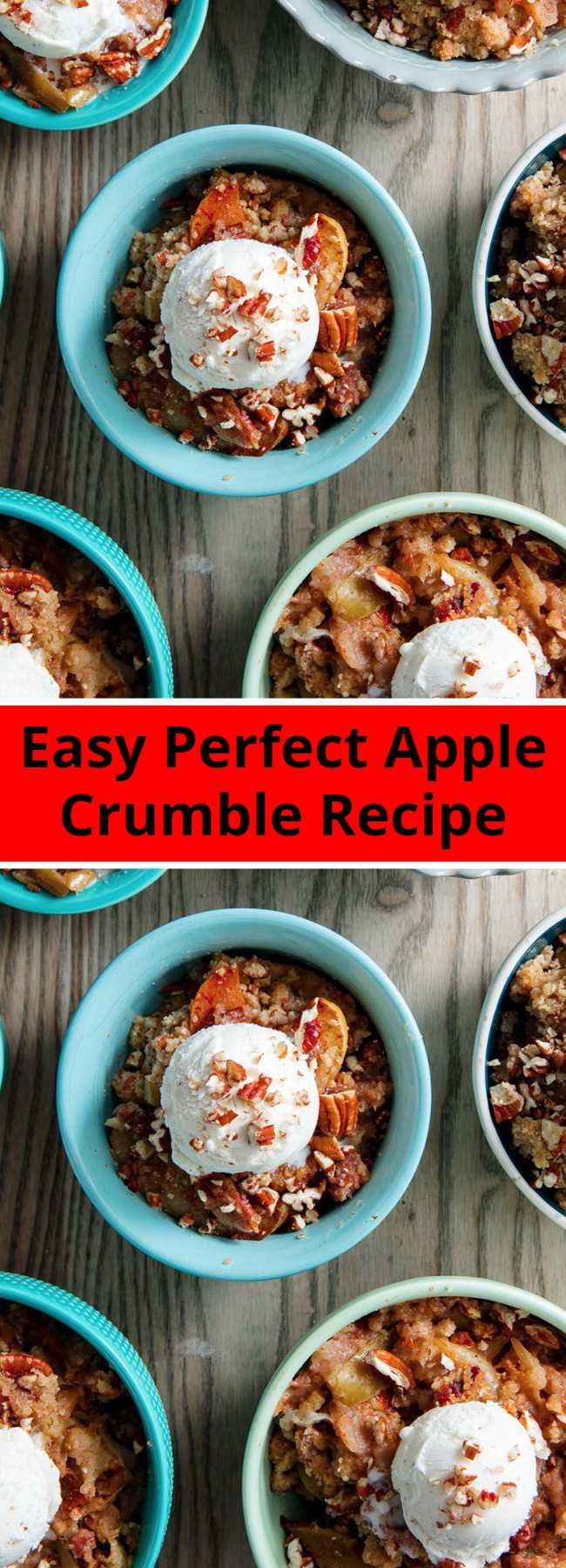 Easy Perfect Apple Crumble Recipe - We love apple pie, but we're not so into making crust. Apple crumble is 1,000 times easier to make and, in our opinion, even better. The buttery pecan crumble is just too perfect, even without any oats. Below are our most helpful tips for making the perfect fall crumble. #easy #recipe #apple #crumble #dessert #baking #fall #brownsugar #pecans #pie #topping