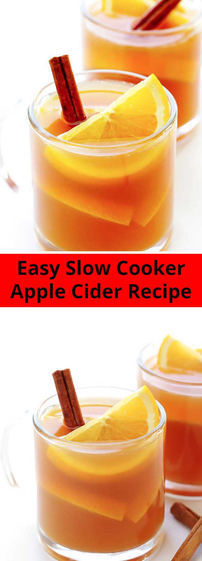 Easy Slow Cooker Apple Cider Recipe - This Slow Cooker Apple Cider recipe is easy to make from scratch, and full of the best sweet cinnamon apple flavors!