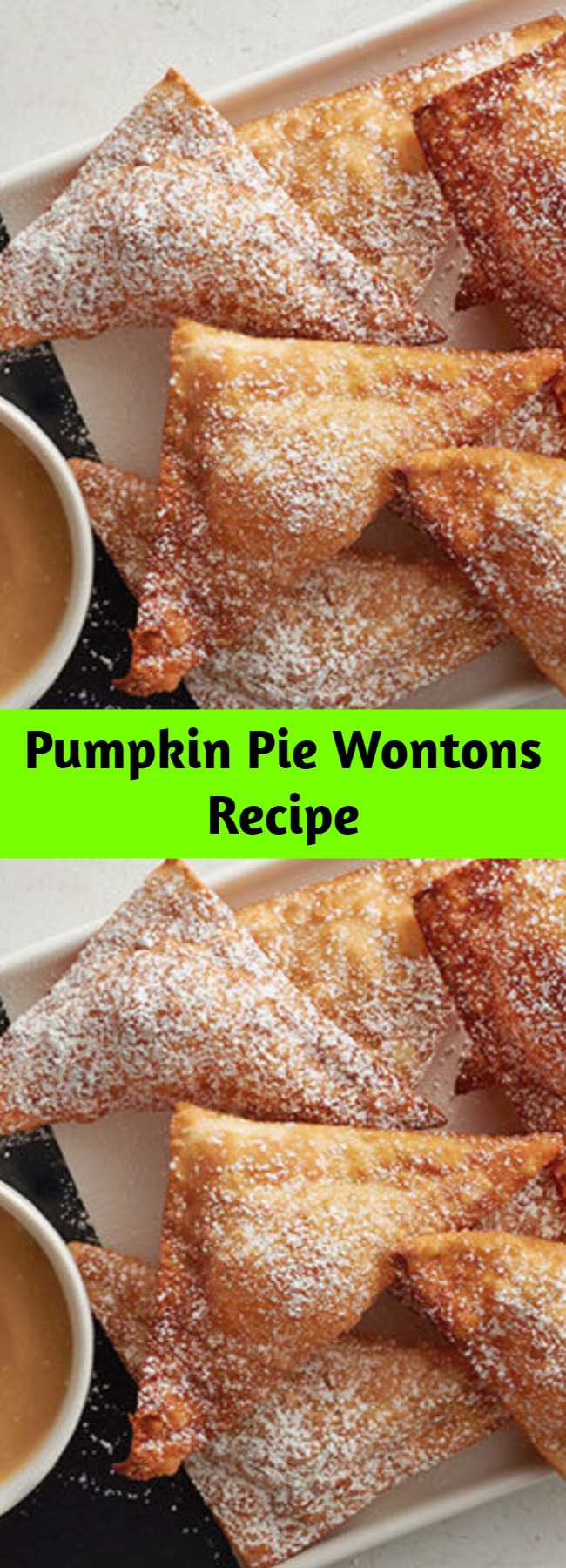 Pumpkin Pie Wontons Recipe - Magical pumpkin pie-flavored deep-fried goodness with a creamy maple dip on the side.