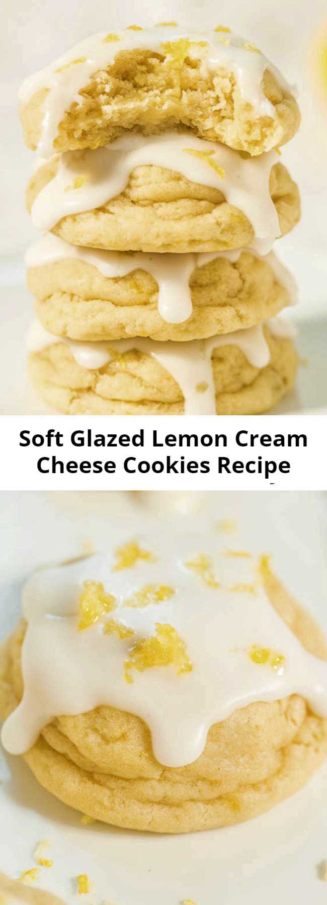 Soft Glazed Lemon Cream Cheese Cookies Recipe - Big, bold lemon flavor packed into super soft lemon cream cheese cookies!! Tangy-sweet perfection! Lemon lovers are going to adore these easy cookies!!