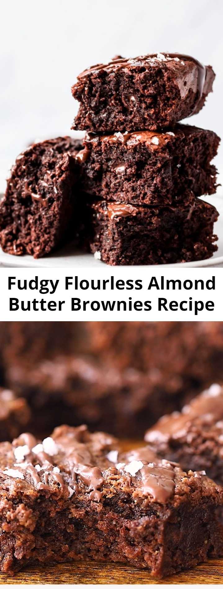 Fudgy Flourless Almond Butter Brownies Recipe (Gluten Free + Dairy Free) - One of the best gluten free brownie recipes on the internet. Fudgy, flourless almond butter brownies made with simple ingredients like natural creamy almond butter, pure maple syrup, cocoa powder and chocolate chips. Incredible hot from the oven or even straight from the fridge! #glutenfree #brownies #dessert #healthydessert #grainfree #dairyfree #chocolate #chocolaterecipe #baking