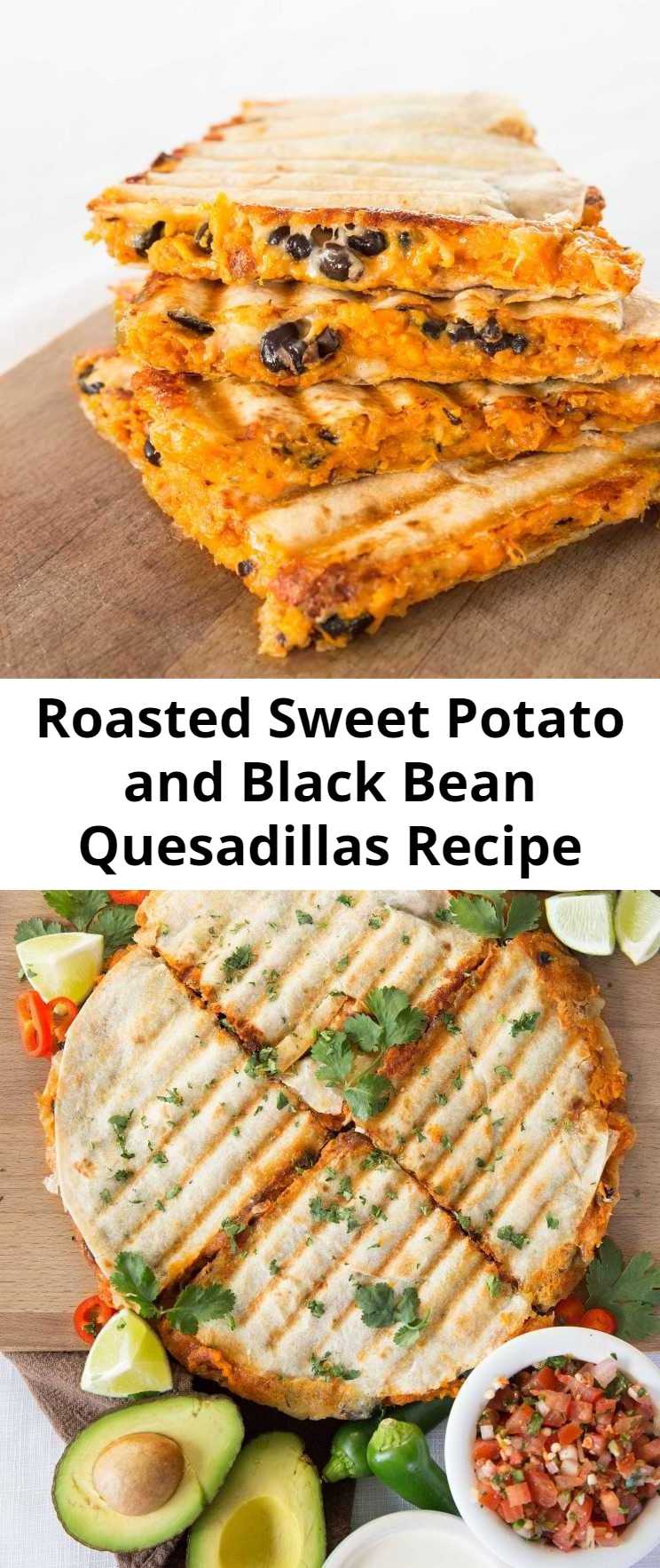 Roasted Sweet Potato and Black Bean Quesadillas Recipe - Roasted Sweet Potato and Black Bean Quesadillas are the best vegetarian quesadillas you'll ever taste. So easy to make and most importantly incredibly delicious and filling! #sweetpotato #quesadillas #vegetarian #vegetarianquesadillas #sweetpotatoquesadillas