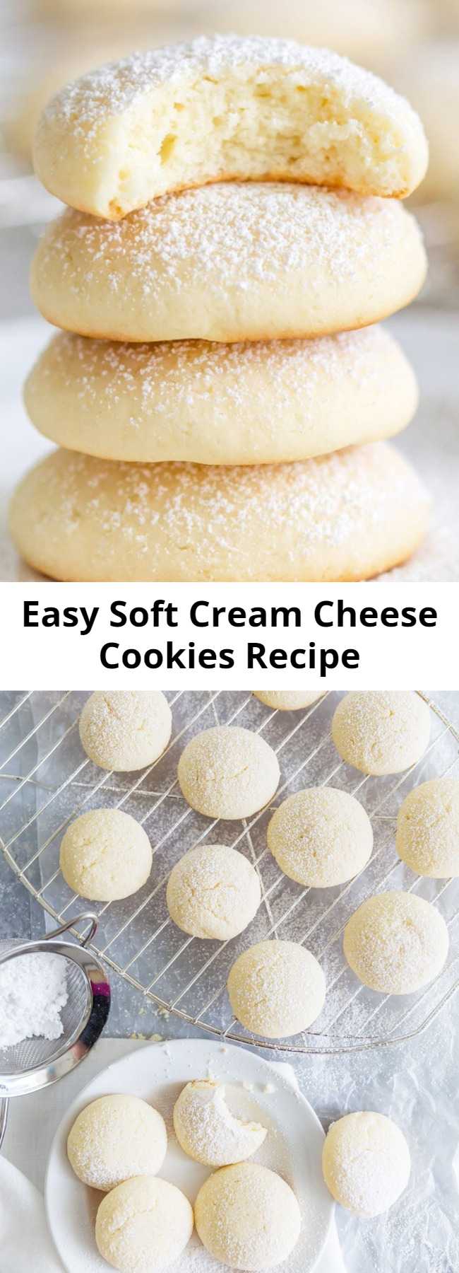 Easy Soft Cream Cheese Cookies Recipe - Pillowy soft cookies that melt in your mouth! Cream cheese cookies are the most heavenly little bites of sweetness! They’re addicting; you’ve been warned! #creamcheesecookies