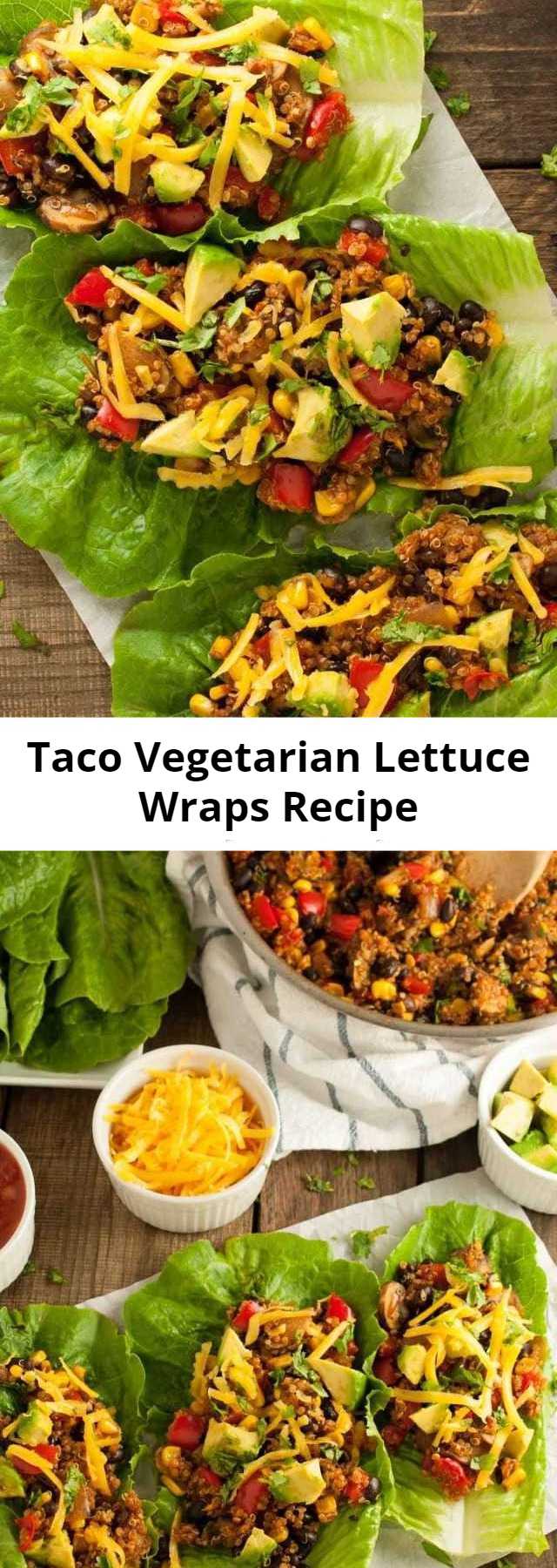 Taco Vegetarian Lettuce Wraps Recipe - Taco vegetarian lettuce wraps with quinoa and black beans put a tasty spin on tacos that will actually keep you full with 16 grams of protein per serving!