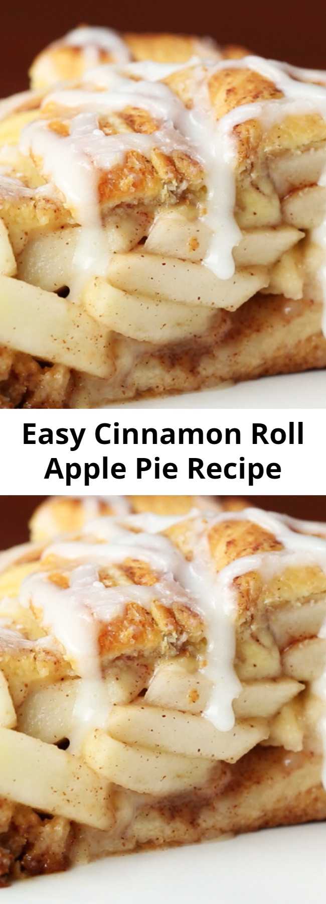 Cinnamon Roll Apple Pie Recipe - Cinnamon rolls and apple pie all in one? It's almost too good to be true! This amazing dessert only has 5 ingredients and is perfect to make for Thanksgiving, a holiday party, or even just to enjoy the fall weather.