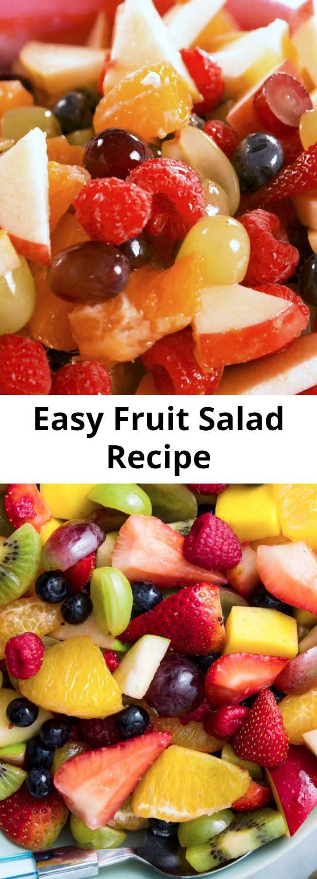 Easy Fruit Salad Recipe - Really? A recipe for fruit salad? Yes, you need it. Because this dressing takes strawberries, raspberries, and mangoes to a whole new level. #easyrecipe #fruitsalad #fruit #dessert #summer