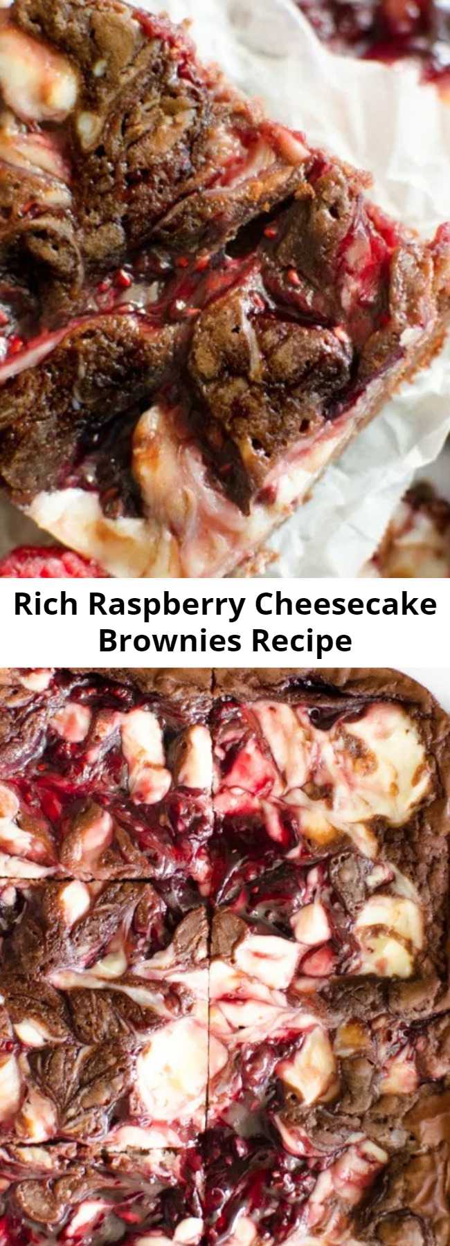 Rich Raspberry Cheesecake Brownies Recipe - Raspberry Cheesecake Brownies are decedent 5 ingredient brownies with a raspberry cheesecake swirl. Quick & easy raspberry cheesecake brownie recipe that looks and tastes incredible!