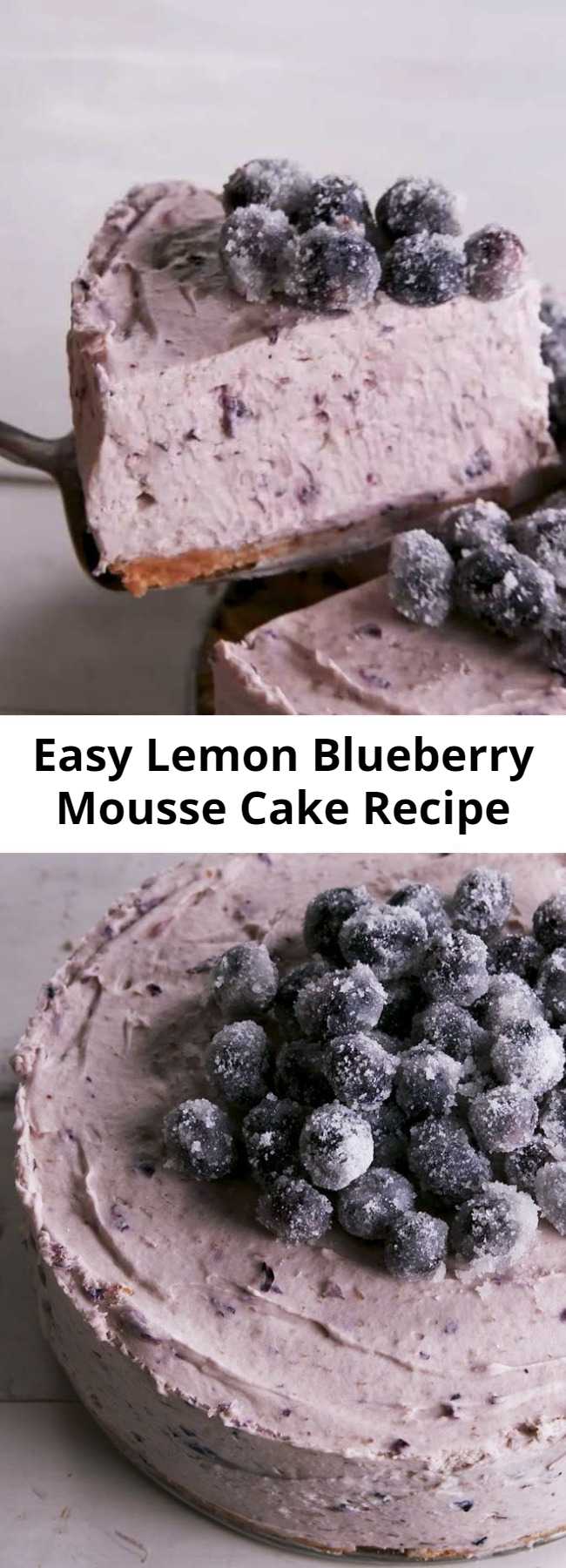 Easy Lemon Blueberry Mousse Cake Recipe - When life gives you lemons, don't make lemonade. his lemon blueberry mousse cake is the spring showstopper you've been looking for. #easy #recipe #lemon #blueberry #mousse #Moussecake #baking