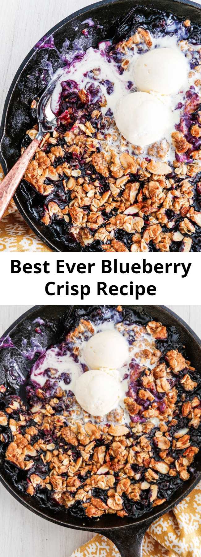 Best Ever Blueberry Crisp Recipe - This Blueberry Crisp has the jammiest filling topped with the crunchiest topping you've ever had.