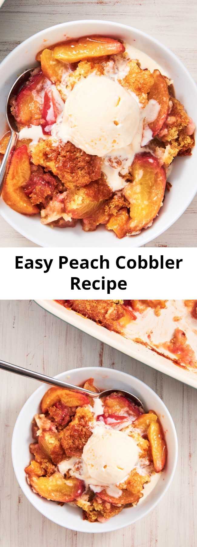 Easy Peach Cobbler Recipe - Peach Cobbler has an irresistible crackly-on-the-outside, pillowy-on-the-inside topping that will win everyone over this summer. And it's so easy to throw together for a last minute fourth celebration.