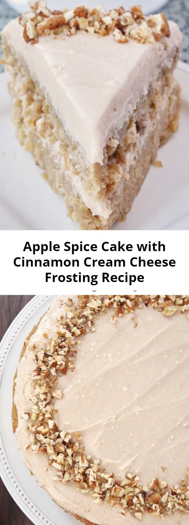 Apple Spice Cake with Cinnamon Cream Cheese Frosting Recipe - Apple Spice Cake with Cinnamon Cream Cheese Frosting is a delicious celebration of all things fall with lots of apples and fall spices.