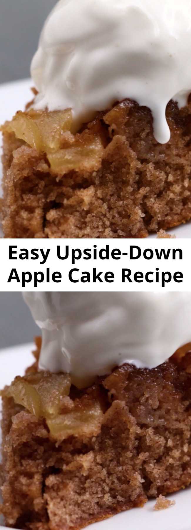 Easy Upside-Down Apple Cake Recipe - This apple cake is absolutely scrumptious! Especially with a side of vanilla ice cream.