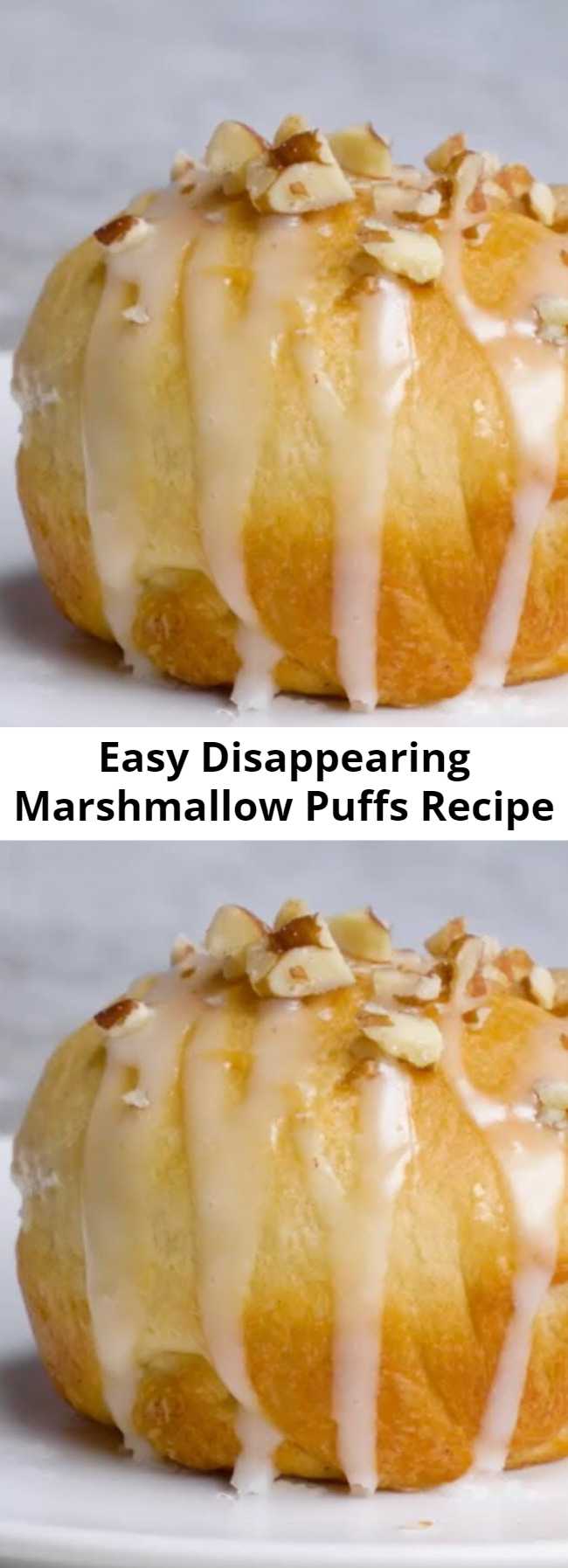 Easy Disappearing Marshmallow Puffs Recipe - Kids love making these tasty treats for Sunday breakfast. While baking, the marshmallows melt and blend with the cinnamon-sugar.