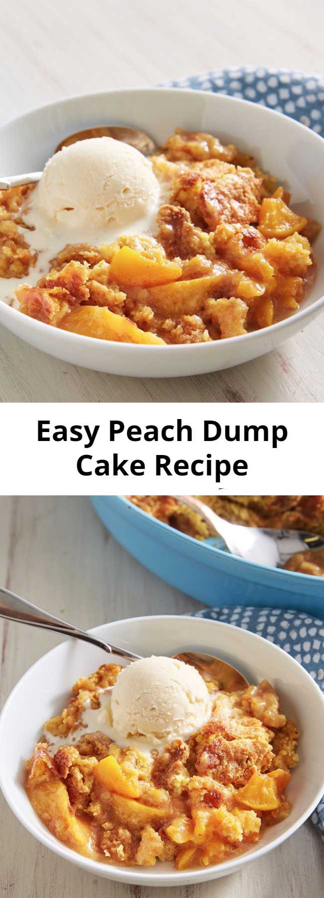 Easy Peach Dump Cake Recipe - Peach Dump Cake is as easy as can be with less than 10 minutes of hands-on time.