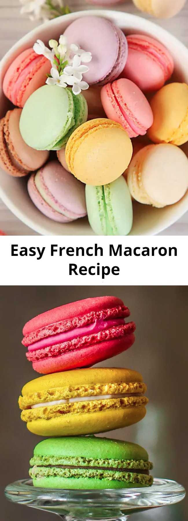 Easy French Macaron Recipe - This is an easy how to make crispy, crunchy, chewy french macarons (pronounced mac-ah-rohn). I make a big batch of these and then freeze them so I have some on hand for these trendy cream tarts!