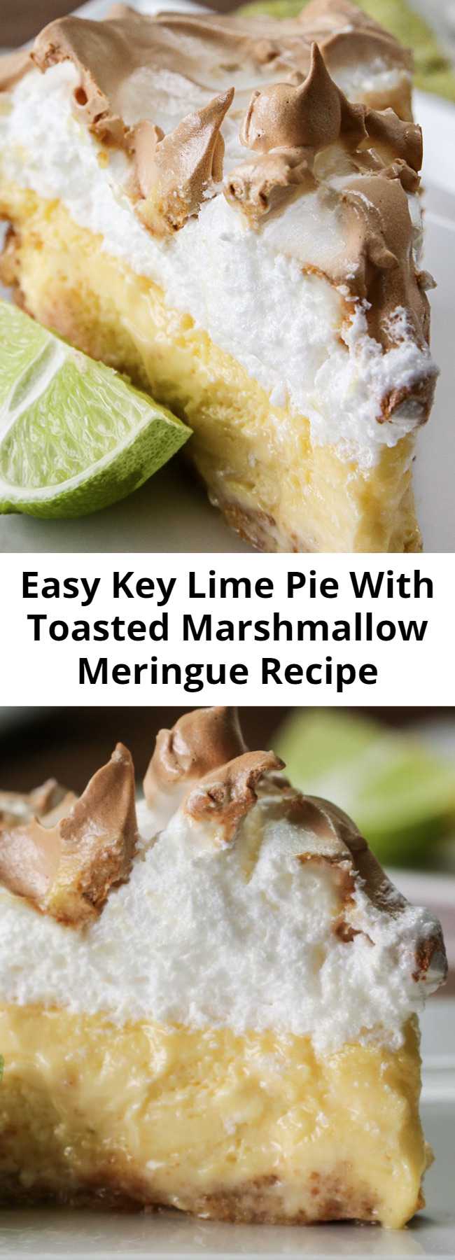 Easy Key Lime Pie With Toasted Marshmallow Meringue Recipe - This recipe is a real winner because it’s so easy but has a high wow factor both at the table and on you’re tastebuds. If you’re really pinched for time you can use pre-made graham cracker crust bases (which isn’t as shameful as not making your own pastry from scratch!), and then aside from cooking/cooling time the prep only takes 10-15 minutes total. Too easy!