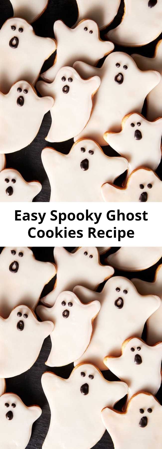 Easy Spooky Ghost Cookies Recipe - The best way to never be afraid of ghosts? Turn them into cute little sugar cookies. These spooky ghosts will be a hit at every halloween party and are far easier to make then they look! Here's our best tips and tricks we have for decorating sugar cookies.  