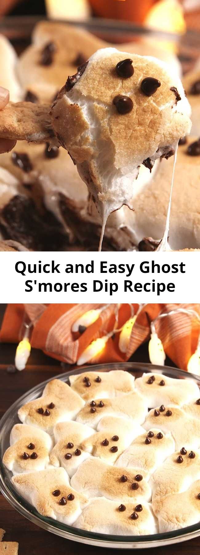 Quick and Easy Ghost S'mores Dip Recipe - A scary delicious Halloween dip that's easy to make whenever you need a quick treat.