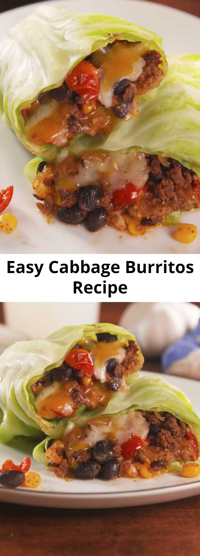 Easy Cabbage Burritos Recipe - The healthy way to get your Tex-Mex fix. #healthyrecipes #easyrecipes #cabbage #healthyburritos #lowcarb