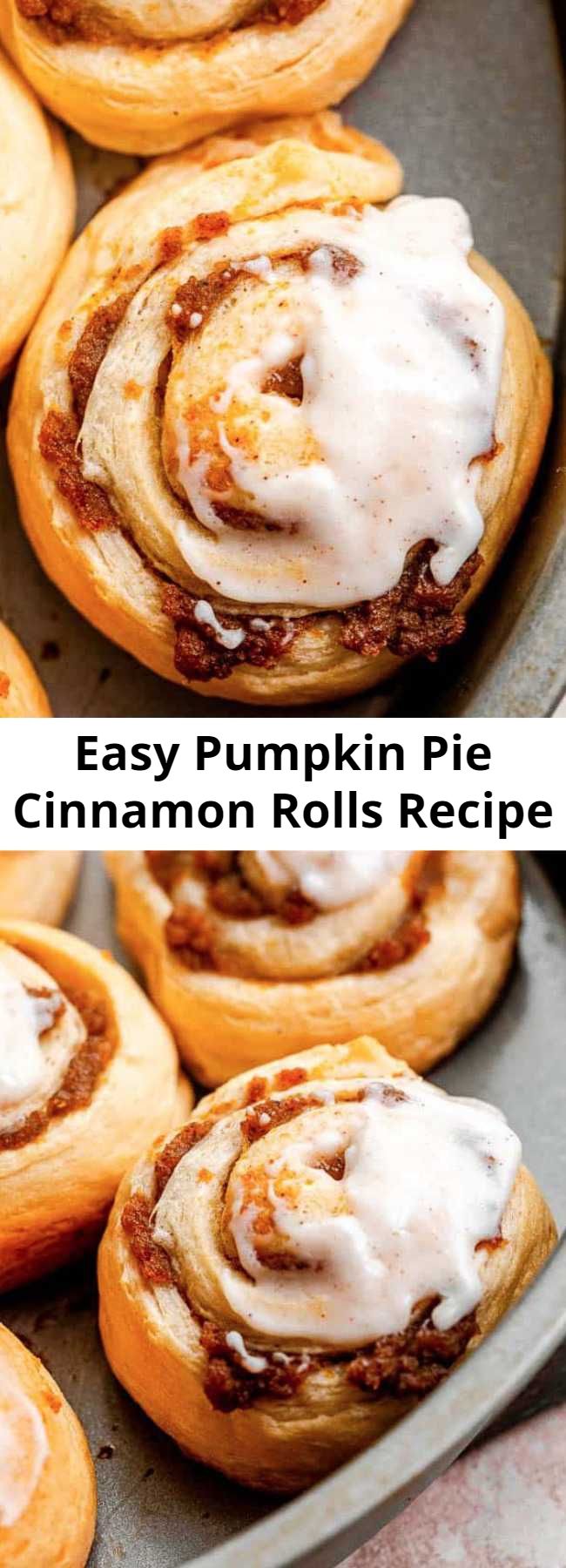 Easy Pumpkin Pie Cinnamon Rolls Recipe - These Pumpkin Pie Cinnamon Rolls are prepared with a tasty pumpkin filling and an incredible pumpkin pie spice cream cheese frosting! They’re easy to make in just 30 minutes with refrigerated crescent dough.