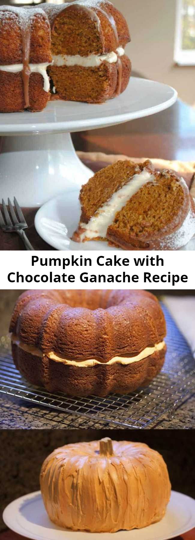 Pumpkin Cake with Chocolate Ganache Recipe - It’s so rich and moist! Paired with the cream cheese frosting and chocolate ganache, you just can’t go wrong. So go do something right and have a slice of cake!!! Enjoy!